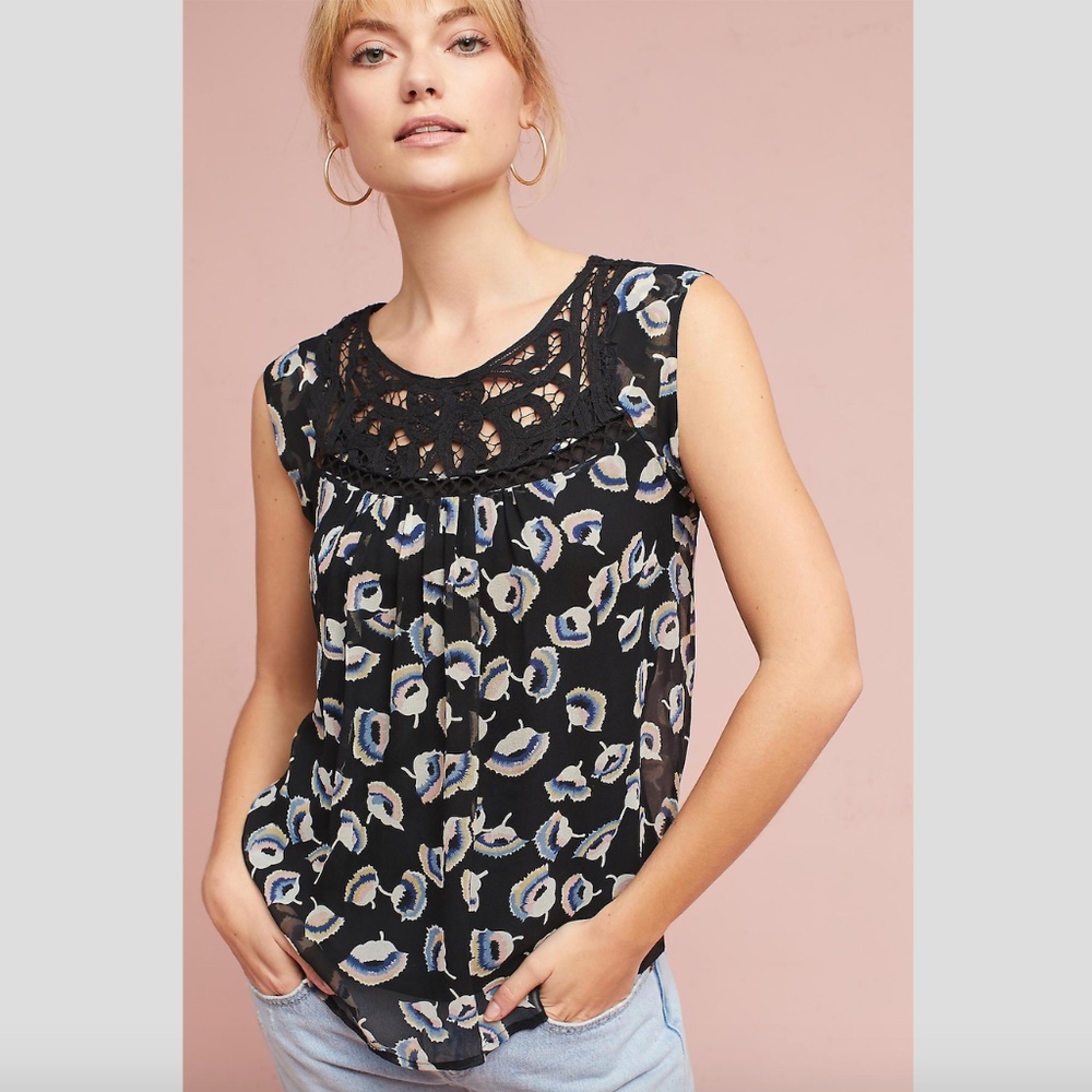 Anthropologie Jacqueline Laced-Bib Blouse